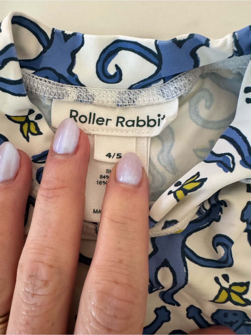 Roller Rabbit Blue and White Monkey Rash Guard Set - Roller Rabbit - Picture 3 of 5